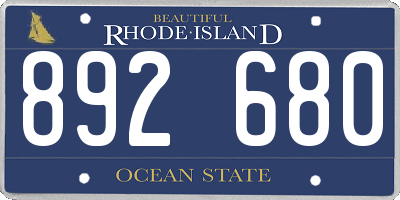 RI license plate 892680