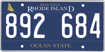 RI license plate 892684