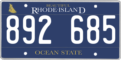 RI license plate 892685