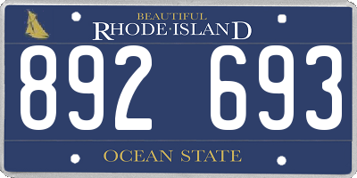 RI license plate 892693