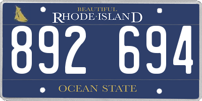 RI license plate 892694