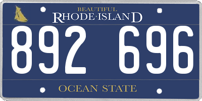 RI license plate 892696
