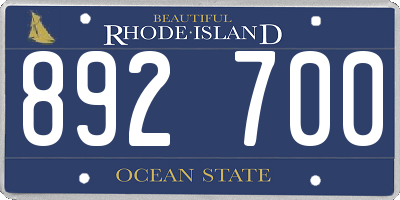 RI license plate 892700