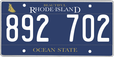 RI license plate 892702