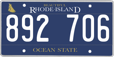 RI license plate 892706
