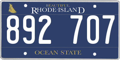 RI license plate 892707