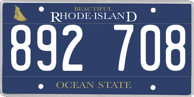 RI license plate 892708