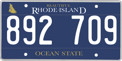 RI license plate 892709