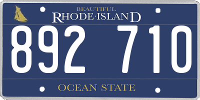 RI license plate 892710