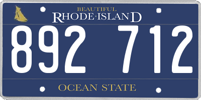 RI license plate 892712