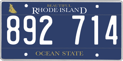 RI license plate 892714
