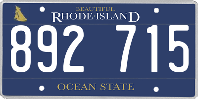 RI license plate 892715