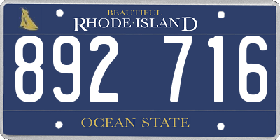 RI license plate 892716