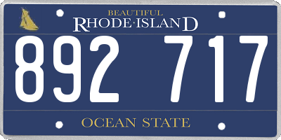 RI license plate 892717