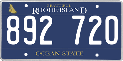 RI license plate 892720