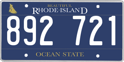 RI license plate 892721