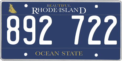RI license plate 892722
