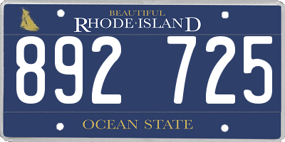 RI license plate 892725