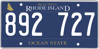 RI license plate 892727