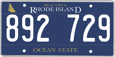 RI license plate 892729