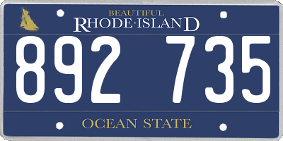 RI license plate 892735