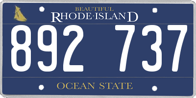 RI license plate 892737