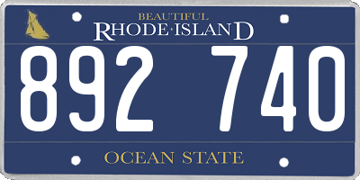 RI license plate 892740