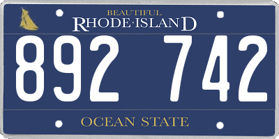 RI license plate 892742