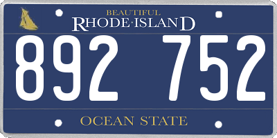 RI license plate 892752