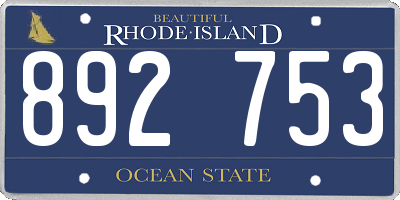 RI license plate 892753