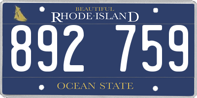 RI license plate 892759