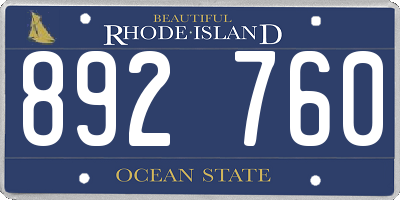 RI license plate 892760