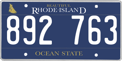 RI license plate 892763