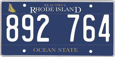 RI license plate 892764