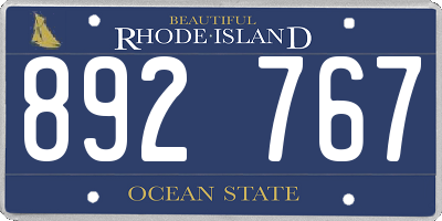RI license plate 892767