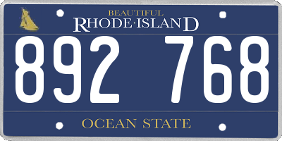 RI license plate 892768