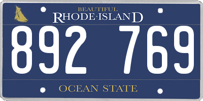 RI license plate 892769