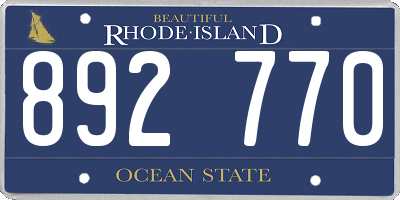 RI license plate 892770