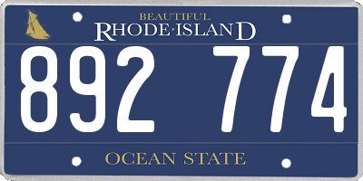 RI license plate 892774