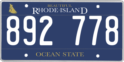 RI license plate 892778