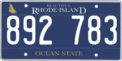 RI license plate 892783