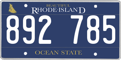RI license plate 892785