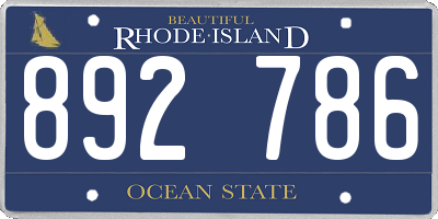 RI license plate 892786