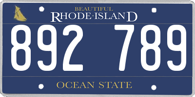 RI license plate 892789