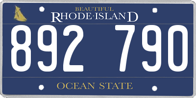 RI license plate 892790