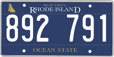 RI license plate 892791