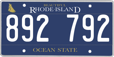 RI license plate 892792