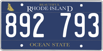 RI license plate 892793