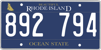 RI license plate 892794