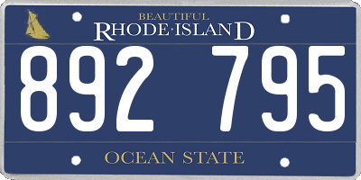 RI license plate 892795